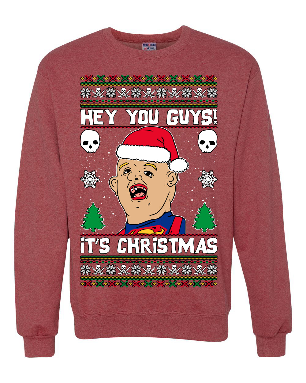 Hey You Guys! It's Sloth Never Say Die, Christmas Gifts, Funny Xmas Gift Idea, Ugly Christmas Sweater Unisex Crewneck Sweatshirt