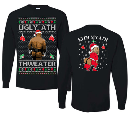 Ugly Ath Sweater Merry Chrithmith, Mike Tyson Viral Ugly Boxing Fight Meme Men Women Funny Ugly Christmas Sweater Front and Back