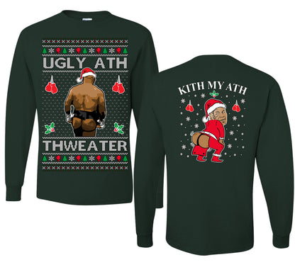 Ugly Ath Sweater Merry Chrithmith, Mike Tyson Viral Ugly Boxing Fight Meme Men Women Funny Ugly Christmas Sweater Front and Back