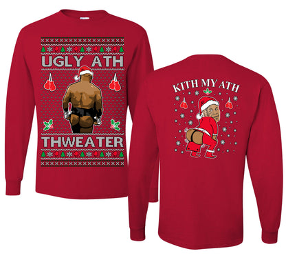 Ugly Ath Sweater Merry Chrithmith, Mike Tyson Viral Ugly Boxing Fight Meme Men Women Funny Ugly Christmas Sweater Front and Back