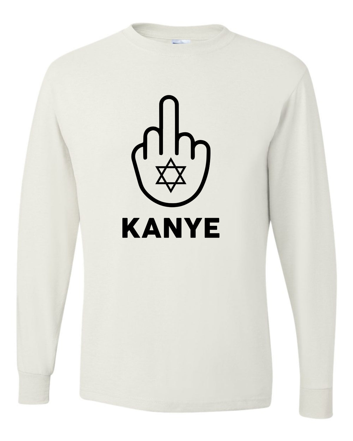 F Kanye Middle Finger Jewish Star Viral Trending Meme, Black, Hip Hop Music Pop Culture Mens Long Sleeve Shirt