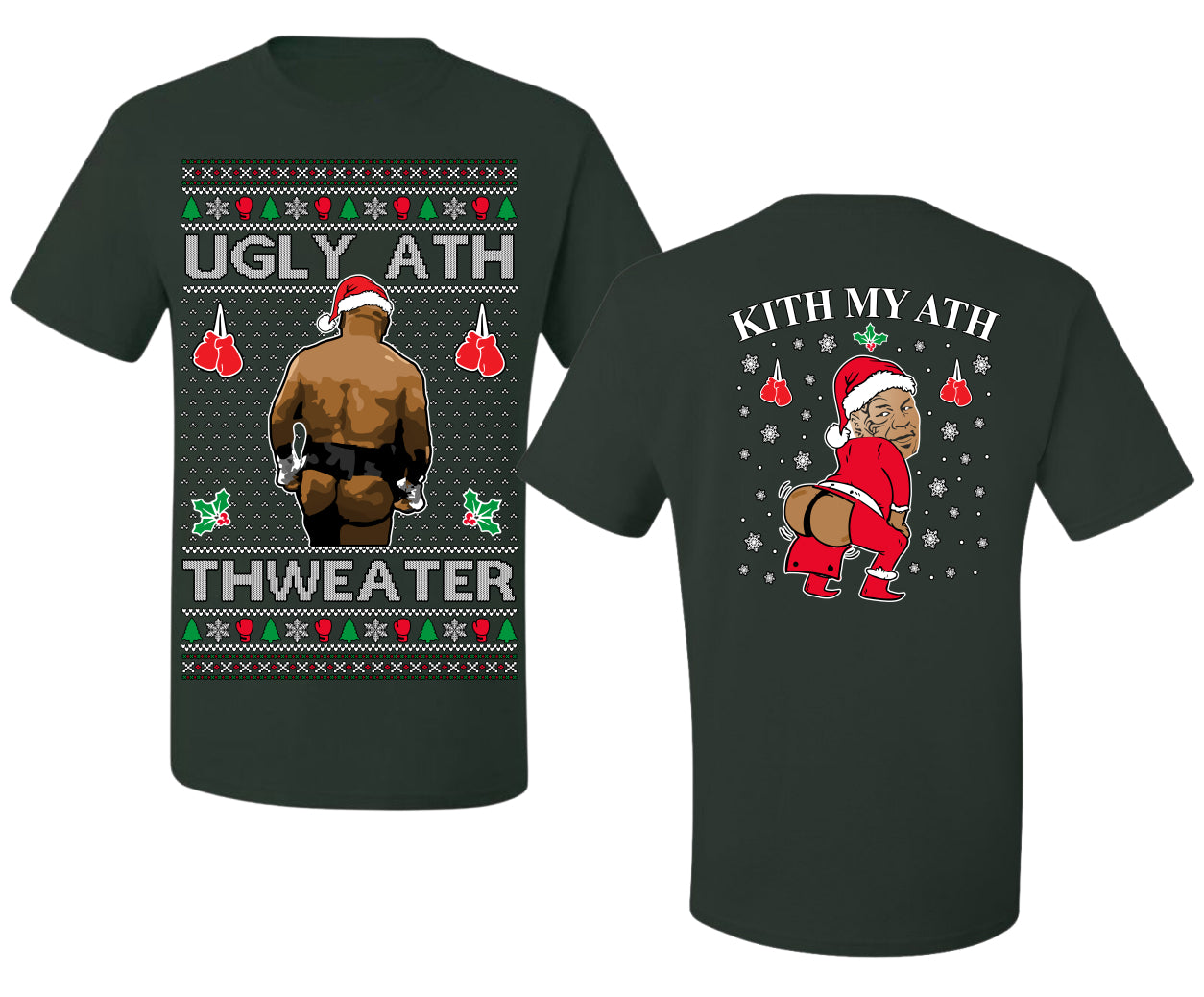 Ugly Ath Sweater Merry Chrithmith, Mike Tyson Viral Ugly Boxing Fight Meme Men Women Funny Ugly Christmas Sweater Front and Back