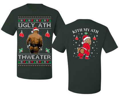 Ugly Ath Sweater Merry Chrithmith, Mike Tyson Viral Ugly Boxing Fight Meme Men Women Funny Ugly Christmas Sweater Front and Back