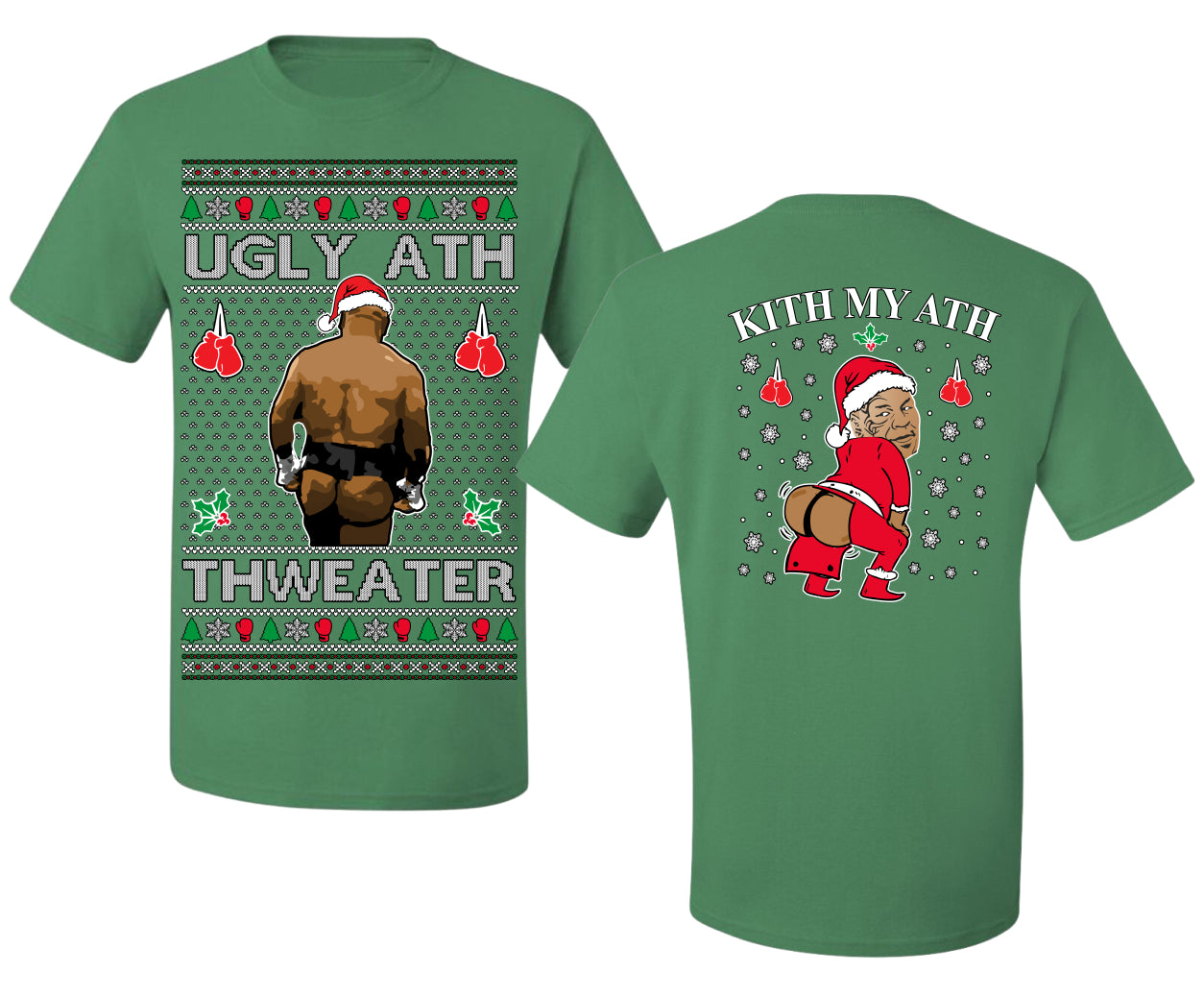 Ugly Ath Sweater Merry Chrithmith, Mike Tyson Viral Ugly Boxing Fight Meme Men Women Funny Ugly Christmas Sweater Front and Back