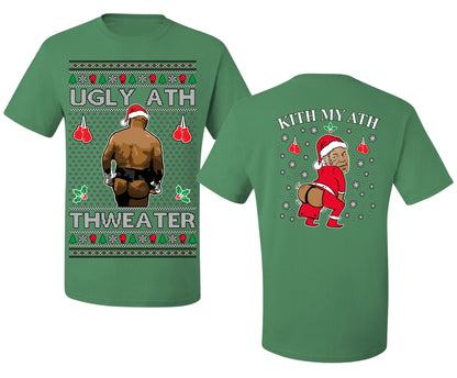 Ugly Ath Sweater Merry Chrithmith, Mike Tyson Viral Ugly Boxing Fight Meme Men Women Funny Ugly Christmas Sweater Front and Back