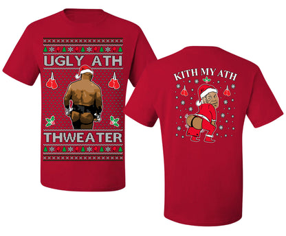 Ugly Ath Sweater Merry Chrithmith, Mike Tyson Viral Ugly Boxing Fight Meme Men Women Funny Ugly Christmas Sweater Front and Back