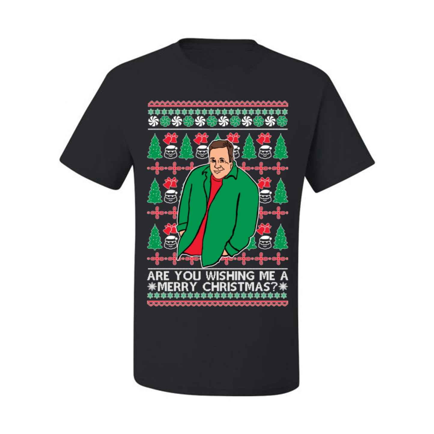 Are You Wishing Me a Merry Christmas? Funny Kevin Viral Shrug Shrugging Actor Meme Ugly Christmas Men's T-Shirt