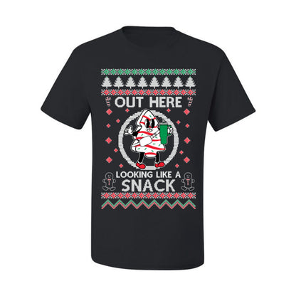 Out Here Looking Like a Snack, Funny Cute Xmas Peppermint Tree Gingerbread Cookie Meme Ugly Christmas Men's T-Shirt