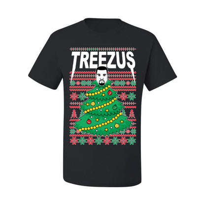 Treezus Funny Xmas Viral Meme Hip Hop Rapper Music Tour Merch, Tree Jesus Pun Joke Ugly Christmas Sweater Ugly Christmas Men's T-Shirt