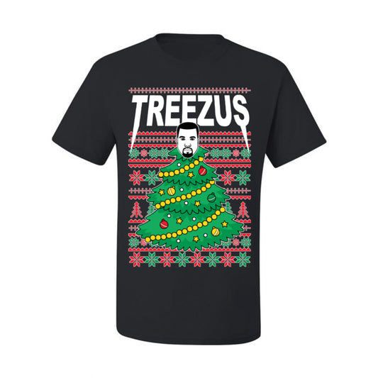 Treezus Funny Xmas Viral Meme Hip Hop Rapper Music Tour Merch, Tree Jesus Pun Joke Ugly Christmas Sweater Ugly Christmas Men's T-Shirt