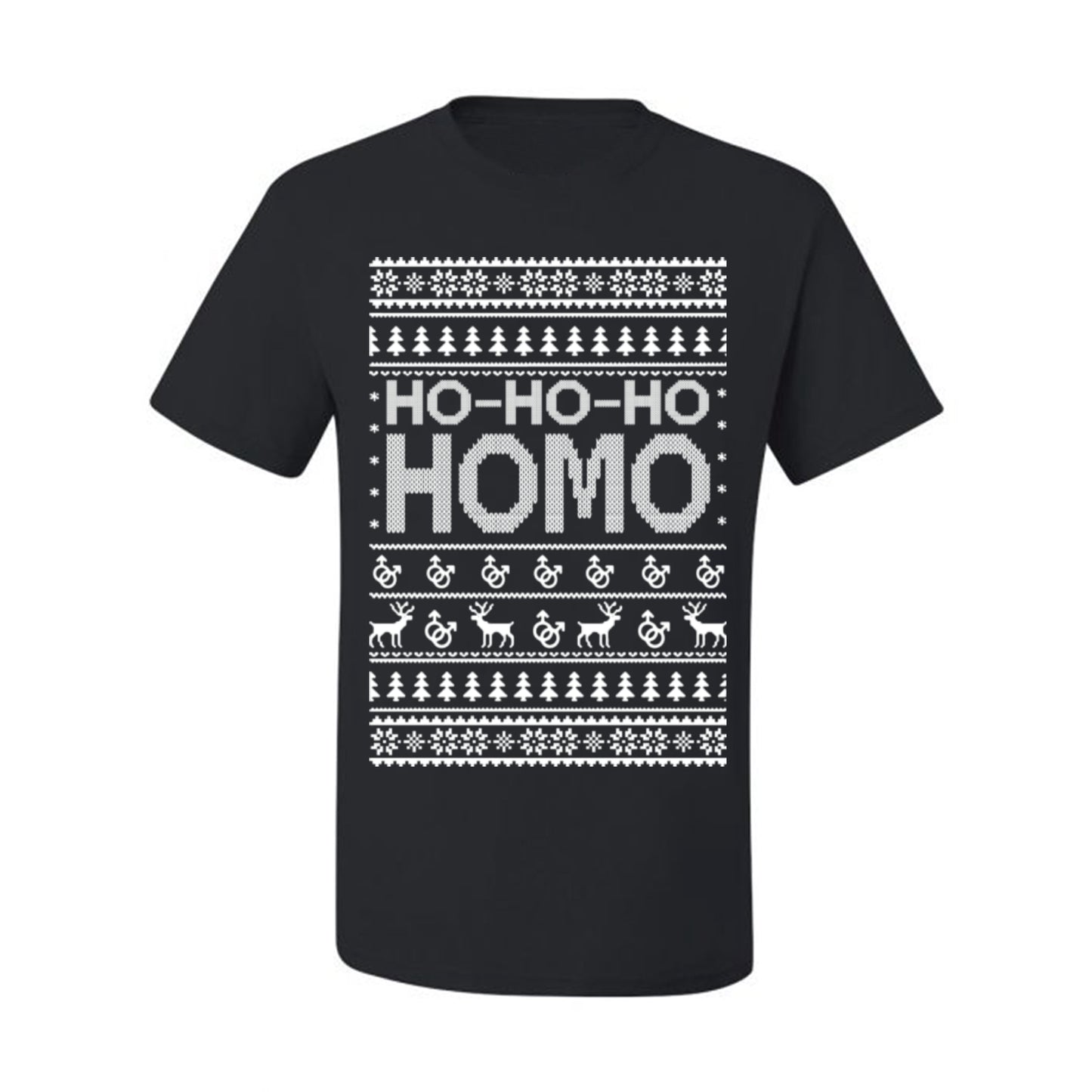 Ho Ho Ho Homo, Funny LGBT Pride Grey Greysexual Gay Lesbian Homosexual Bi Bisexual,  Ugly Christmas Men's T-Shirt