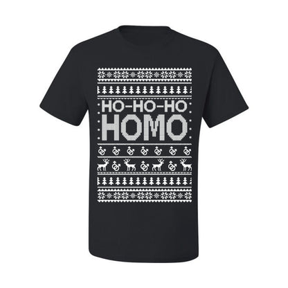 Ho Ho Ho Homo, Funny LGBT Pride Grey Greysexual Gay Lesbian Homosexual Bi Bisexual,  Ugly Christmas Men's T-Shirt