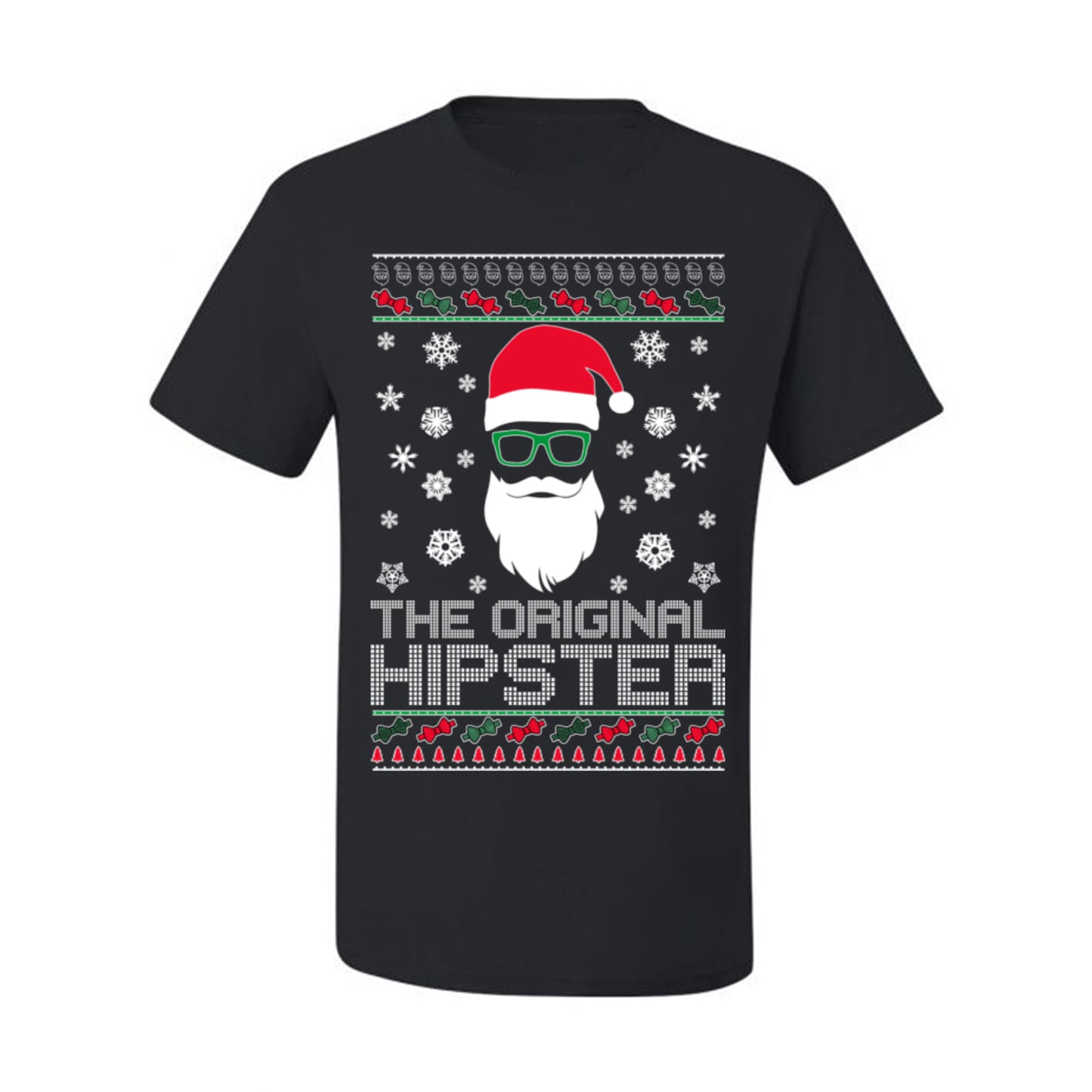 Santa Claus the Original Hipster, Funny IPAs Rim Glasses Hipsters Libs Viral Meme, Ugly Christmas Sweater Ugly Christmas Men's T-Shirt