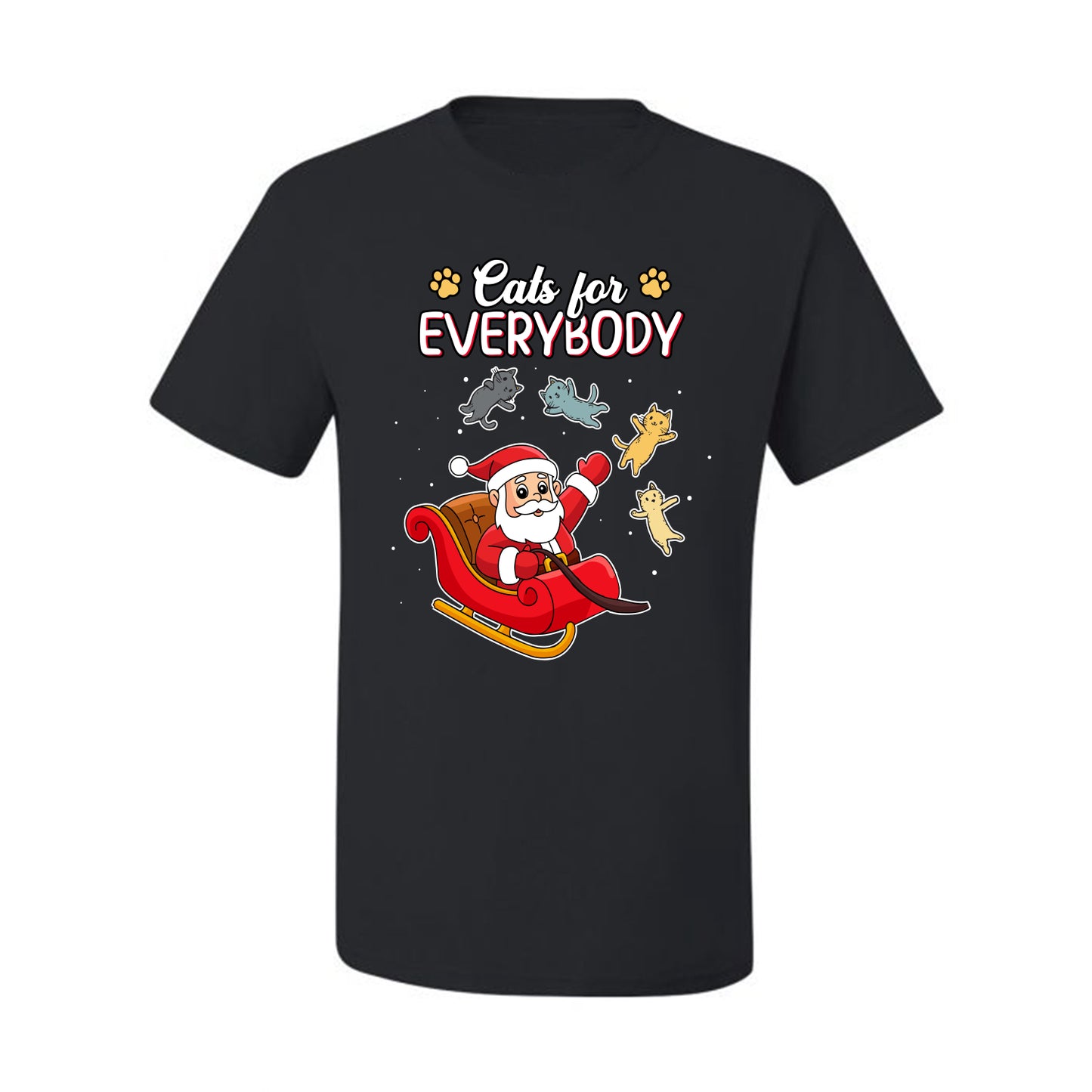 Cats for Everybody, Cute Santa Claus Santa's Sleigh Floating Space Cat  Ugly Christmas Men's T-Shirt