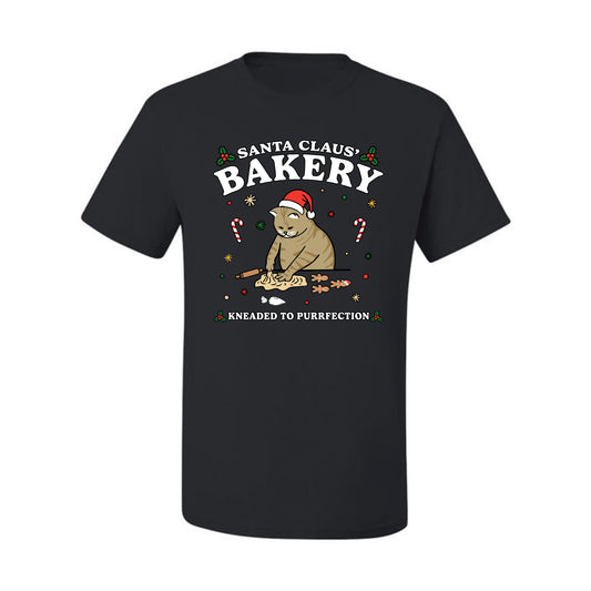 Santa Claus Bakery | Bread Kneaded to Purrfection, Funny Cute Cat Chef Baker Joke Ugly Christmas Men's T-Shirt