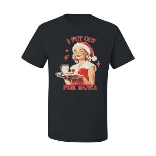 I Put Out For Santa | Funny Women Milk and Cookies Ugly Christmas Men's T-Shirt