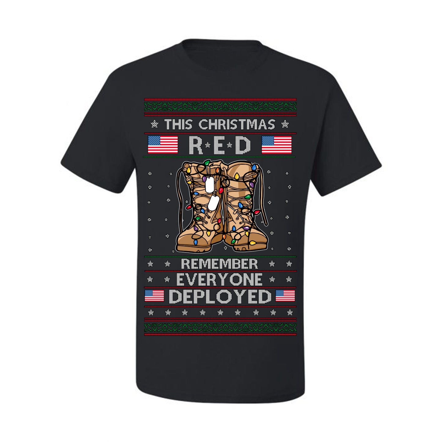 This Christmas RED Remember Everyone Deployed, Pro Military Vet 1st 2nd Amendment Veteran, RED Friday Ugly Christmas Sweater Ugly Christmas Men's T-Shirt