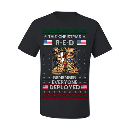 This Christmas RED Remember Everyone Deployed, Pro Military Vet 1st 2nd Amendment Veteran, RED Friday Ugly Christmas Sweater Ugly Christmas Men's T-Shirt