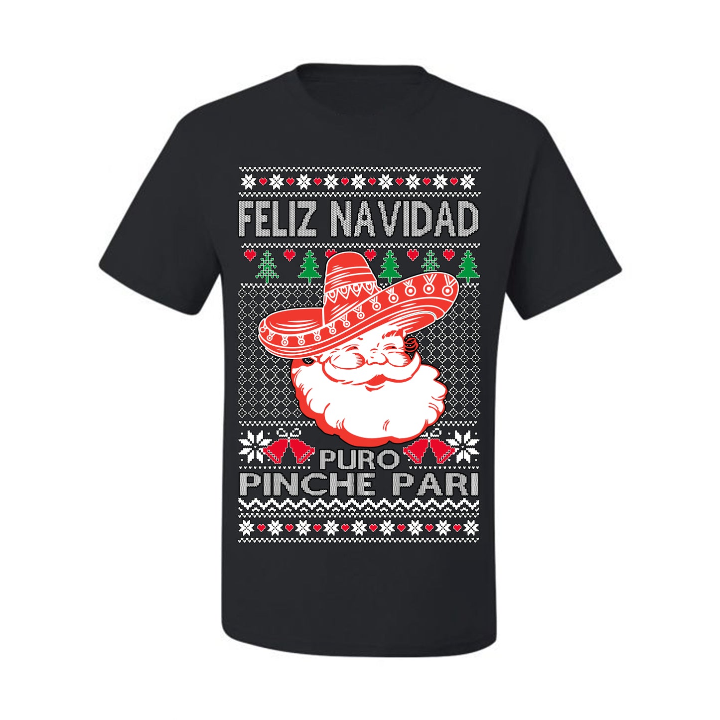 Feliz Navidad Puro Pinche Pari, Funny Spanish Song Latin Pop Music Lyrics, Ugly Christmas Sweater Ugly Christmas Men's T-Shirt