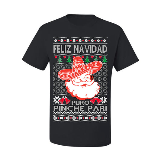 Feliz Navidad Puro Pinche Pari, Funny Spanish Song Latin Pop Music Lyrics, Ugly Christmas Sweater Ugly Christmas Men's T-Shirt