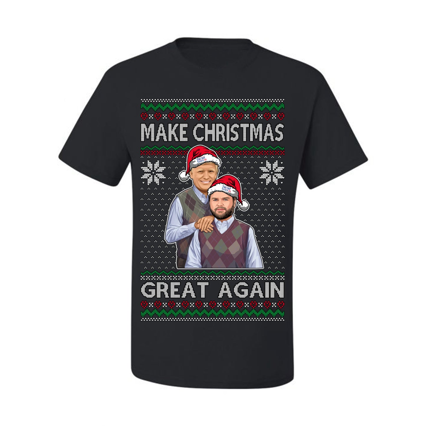Make Christmas Great Again, MAGA Donald Trump JD Vance 2024, 2000s Comedy Movie Parody, Ugly Christmas Sweater Ugly Christmas Men's T-Shirt