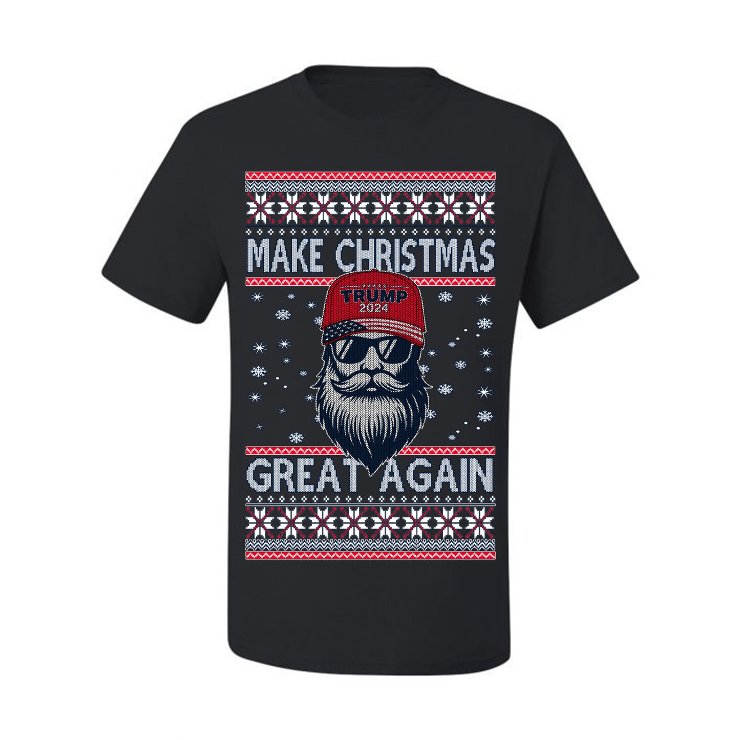 Make Christmas Great Again Trump Santa Claus 2024 MAGA,  Donald Trump JD Vance GOP Republican, Ugly Christmas Sweater Crewneck Sweatshirt Ugly Christmas Men's T-Shirt