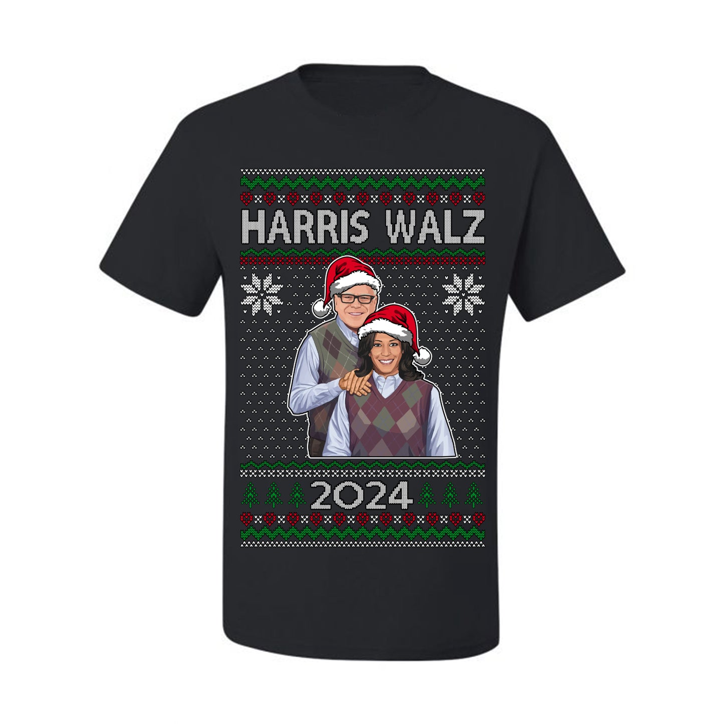 Kamala Harris Tim Walz 2024 Classic Movie Poster, Democrat Political Xmas Ugly Christmas Sweater Crewneck Sweatshirt Ugly Christmas Men's T-Shirt