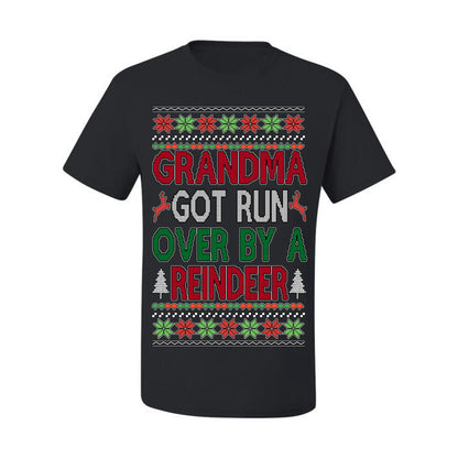 Grandma Got Ran Over by a Reindeer | Classic Xmas Song Holiday Movie Quote, Ugly Christmas Sweater Crewneck Sweatshirt Ugly Christmas Men's T-Shirt