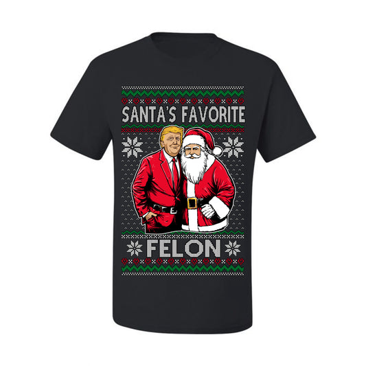 Santa's Favorite Felo,n Funny Donald Trump JD Vance 2024 MAGA Make America Great Again Xmas Santa Claus Funny Sweaters Gift Merch for Republicans, Ugly Christmas Sweater Ugly Christmas Men's T-Shirt