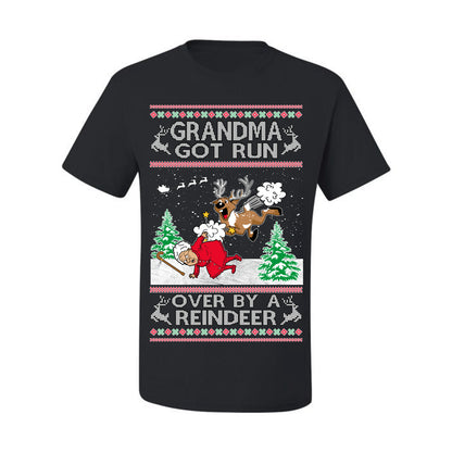 Grandma Got Run Over by a Reindeer, Funny Animated Design Rein Deer Kids TV Song Movie, Ugly Christmas Sweater Ugly Christmas Men's T-Shirt