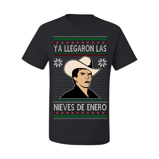 Ya Llegaron Las Nieves De Enero Chalino, January Snow Has Arrived, Rosalino Mexican Pop Star Mexico Tijuanna Corrido, Ugly Christmas Sweater Ugly Christmas Men's T-Shirt