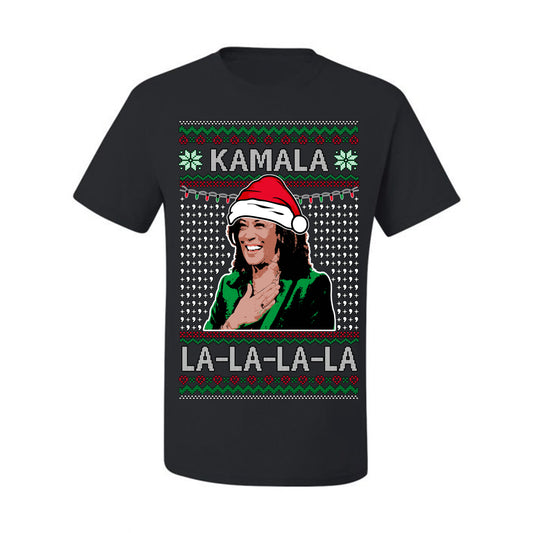 Kamala La La, Funny Kamala Harris Santa Hat Classic Xmas Song Carol Lyrics Winter Holiday, Ugly Christmas Sweater Ugly Christmas Men's T-Shirt