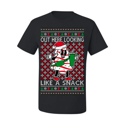 Out Here Looking Like a Snack, Funny Cute White Chocolate Sprinkles Holiday Trendy Millennial Christmas Cookie Ugly Christmas Sweater Ugly Christmas Men's T-Shirt