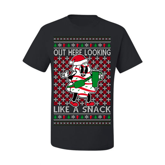Out Here Looking Like a Snack, Funny Cute White Chocolate Sprinkles Holiday Trendy Millennial Christmas Cookie Ugly Christmas Sweater Ugly Christmas Men's T-Shirt