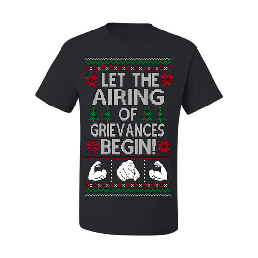 Let the Airing of Grievances Begin Funny TV Sitcom Festivus for the Rest of Us, Feats of Strength Iconic TV Quote Ugly Christmas Men's T-Shirt