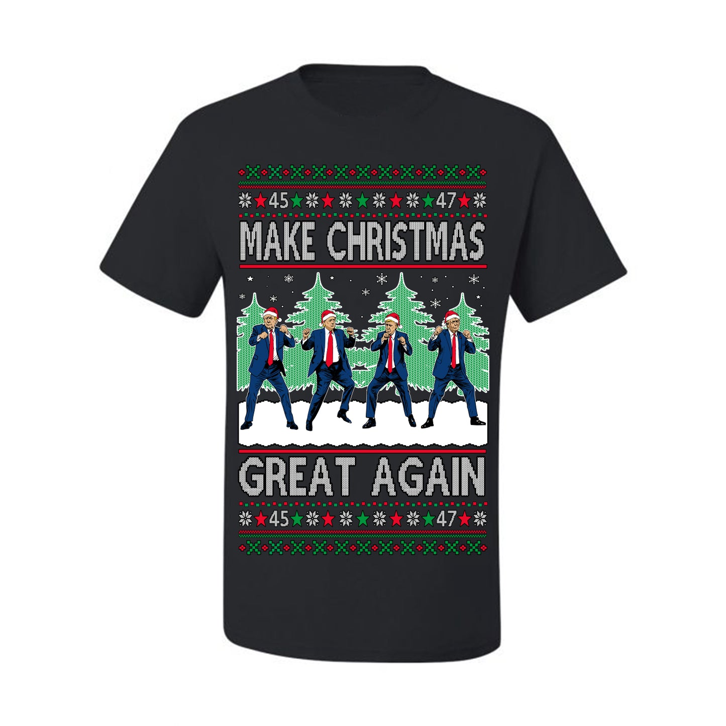 Make Christmas Great Again Shimmy Dance USA President Ugly Christmas Sweater Ugly Christmas Men's T-Shirt