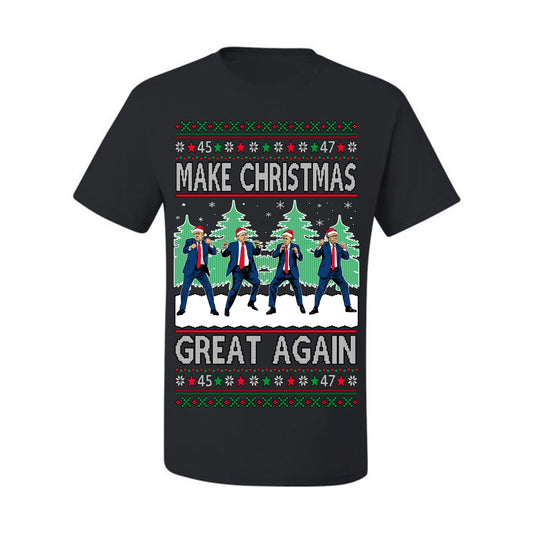 Make Christmas Great Again Shimmy Dance USA President Ugly Christmas Sweater Ugly Christmas Men's T-Shirt