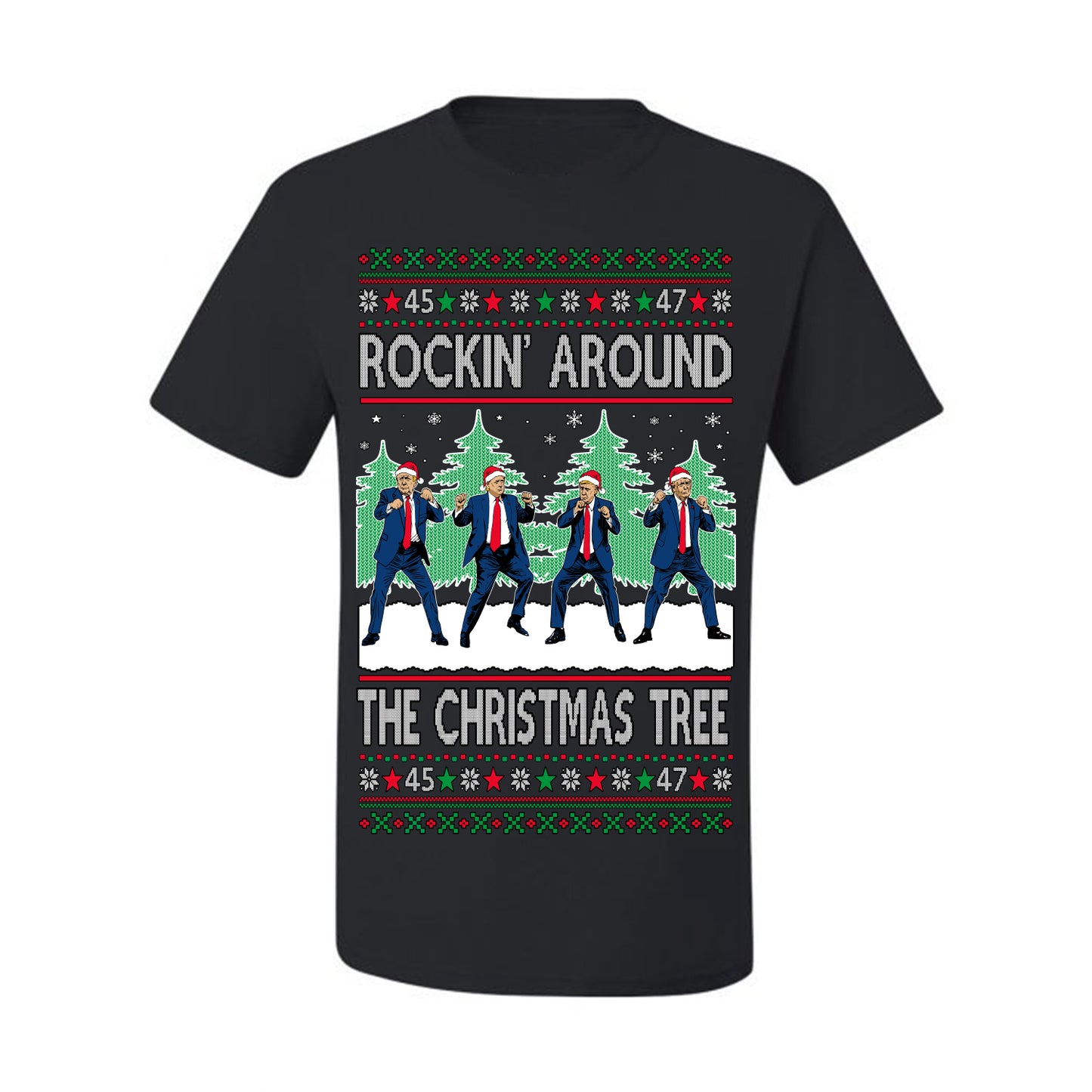 Rocking Around the Christmas Tree Trump Shimmy Dance Ugly Christmas Sweater Ugly Christmas Men's T-Shirt