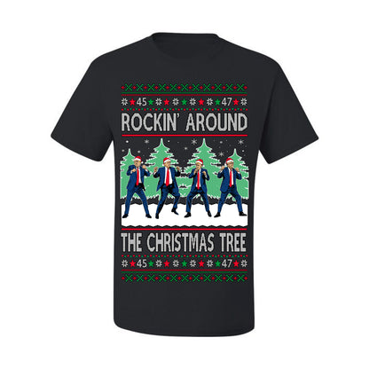 Rocking Around the Christmas Tree Trump Shimmy Dance Ugly Christmas Sweater Ugly Christmas Men's T-Shirt