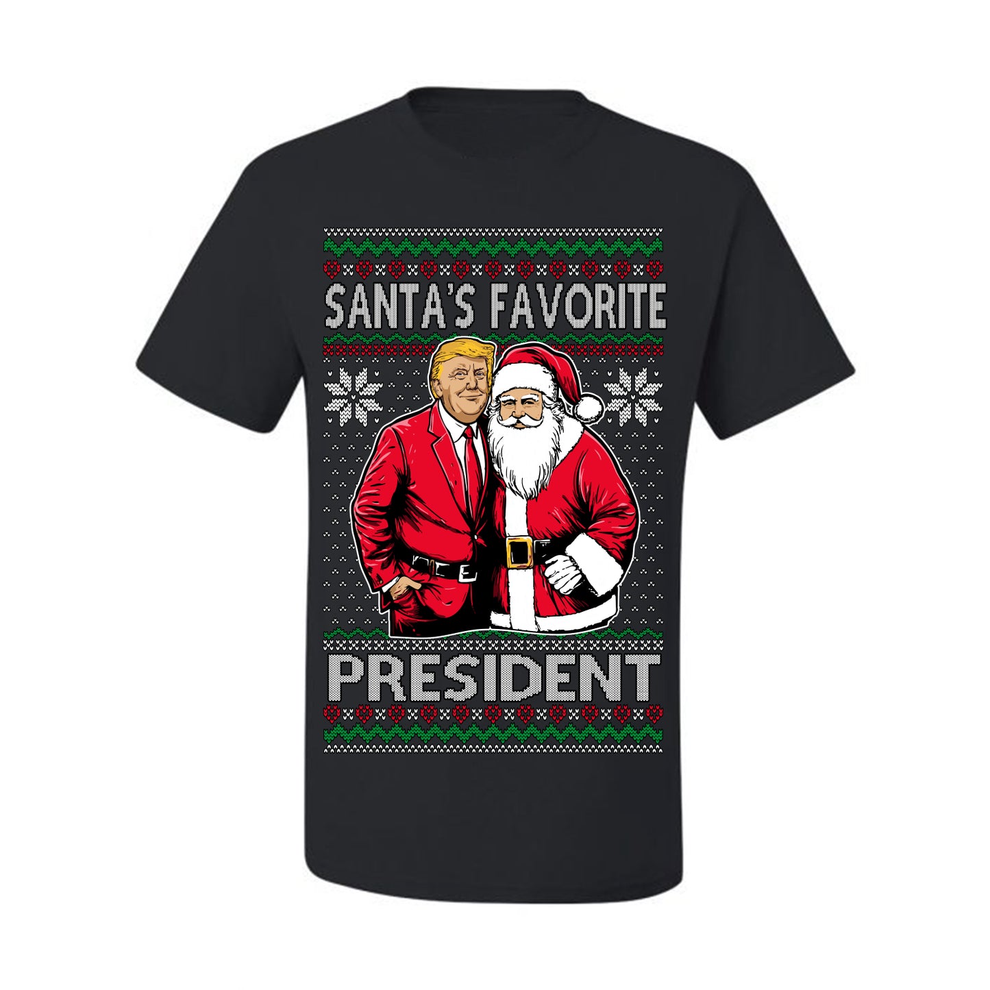 Santa's Favorite President Red Suit Trump, 47th USA President of the United States, Gift for Republicans Conservatives Ugly Christmas Sweater Ugly Christmas Men's T-Shirt