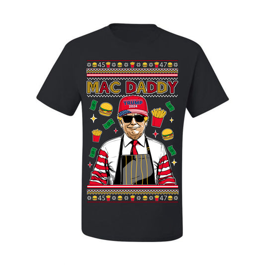 Mac Daddy Funny Viral Trump Meme, PA Fast Food Worker Chef Fries Burgers, 2024 MAGA Make America Great Again Ugly Christmas Sweater Ugly Christmas Men's T-Shirt