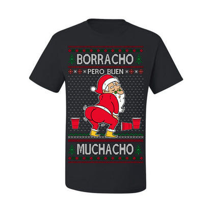 Borracho Pero Buen Muchacho Bebida Alcohol Drunk But a Good Boy, Espanol Ropa Sueter Navideno Cerveza, Funny Ugly Christmas Sweater Ugly Christmas Men's T-Shirt