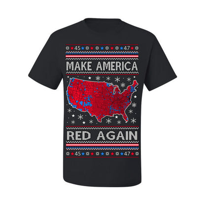 Make America Red Again USA Map, President Donald Trump 2024 MAGA Red Wave, Ugly Christmas Sweater Ugly Christmas Men's T-Shirt