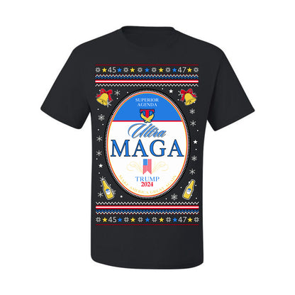 Ultra MAGA Superior Agenda Trump Vance 2024 Funny Beer Logo Ugly Christmas Sweater Ugly Christmas Men's T-Shirt