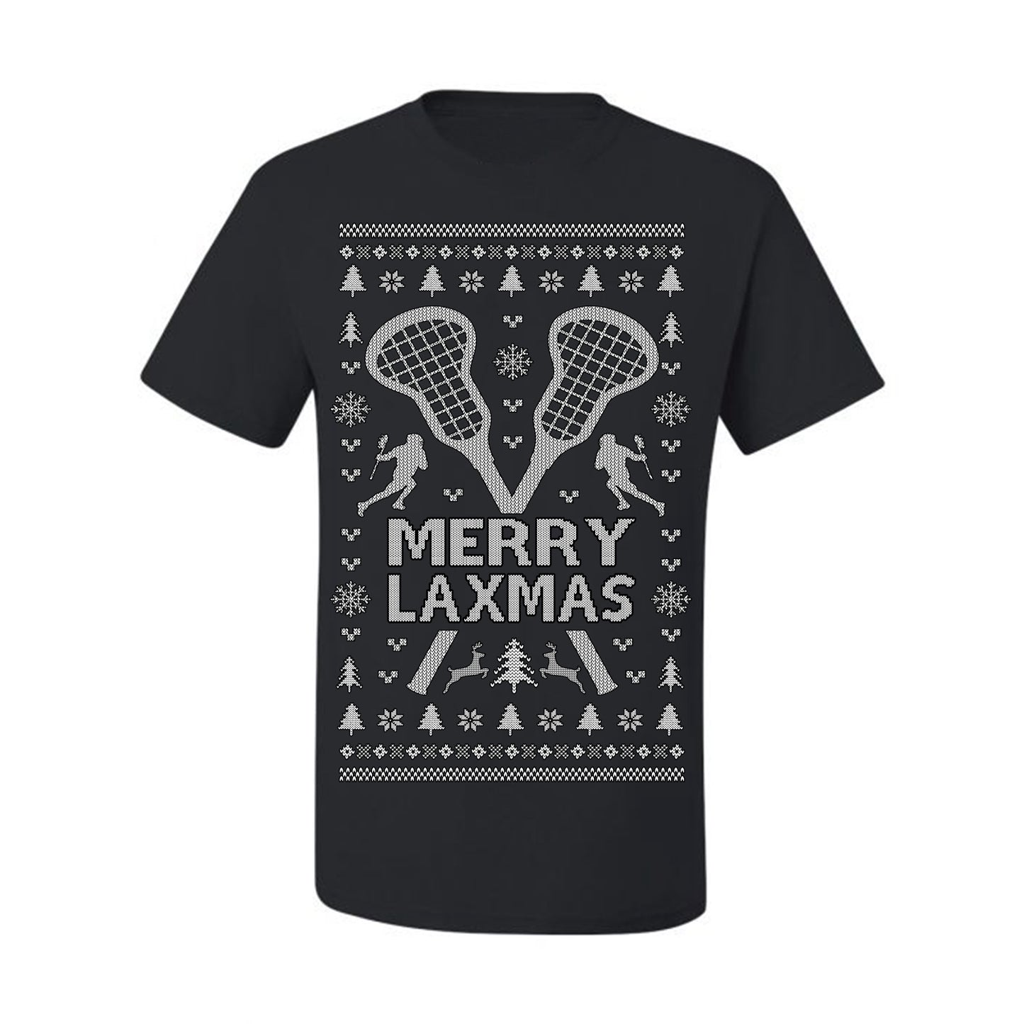 Merry Laxmas Funny Lacrosse Sports LAX, Teen Sport Player Boys Girls Adult Pun Ugly Christmas Sweater Ugly Christmas Men's T-Shirt
