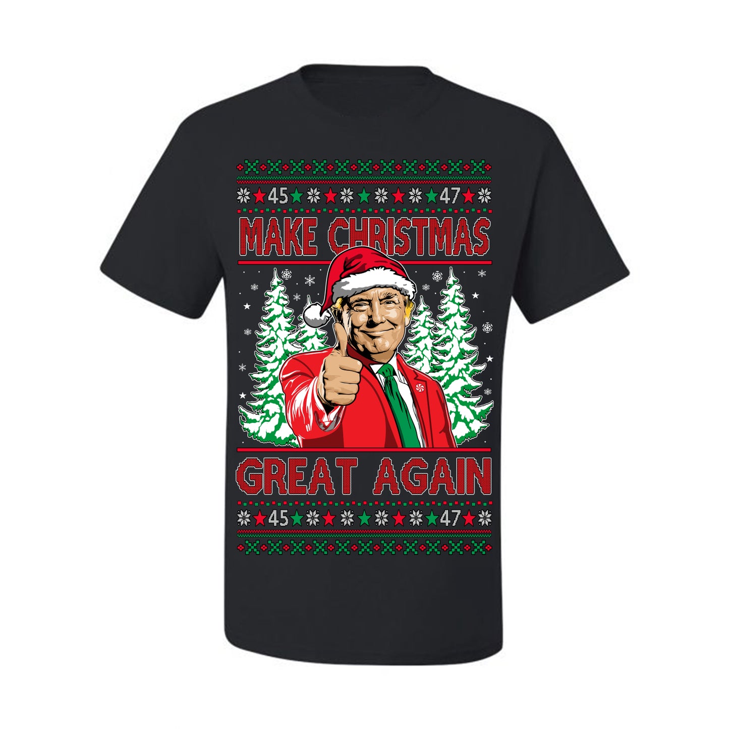 Make Christmas Great Again, Santa Claus Donald Trump, JD Vance 2024 Election Funny Political Conservative Republican Men Women Ugly Christmas Sweater Ugly Christmas Men's T-Shirt