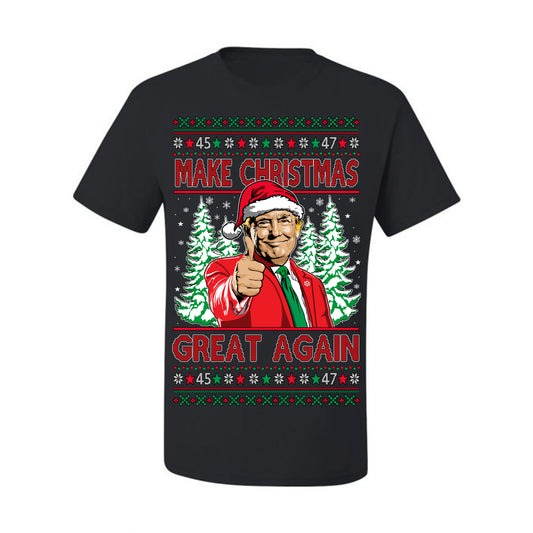 Make Christmas Great Again, Santa Claus Donald Trump, JD Vance 2024 Election Funny Political Conservative Republican Men Women Ugly Christmas Sweater Ugly Christmas Men's T-Shirt