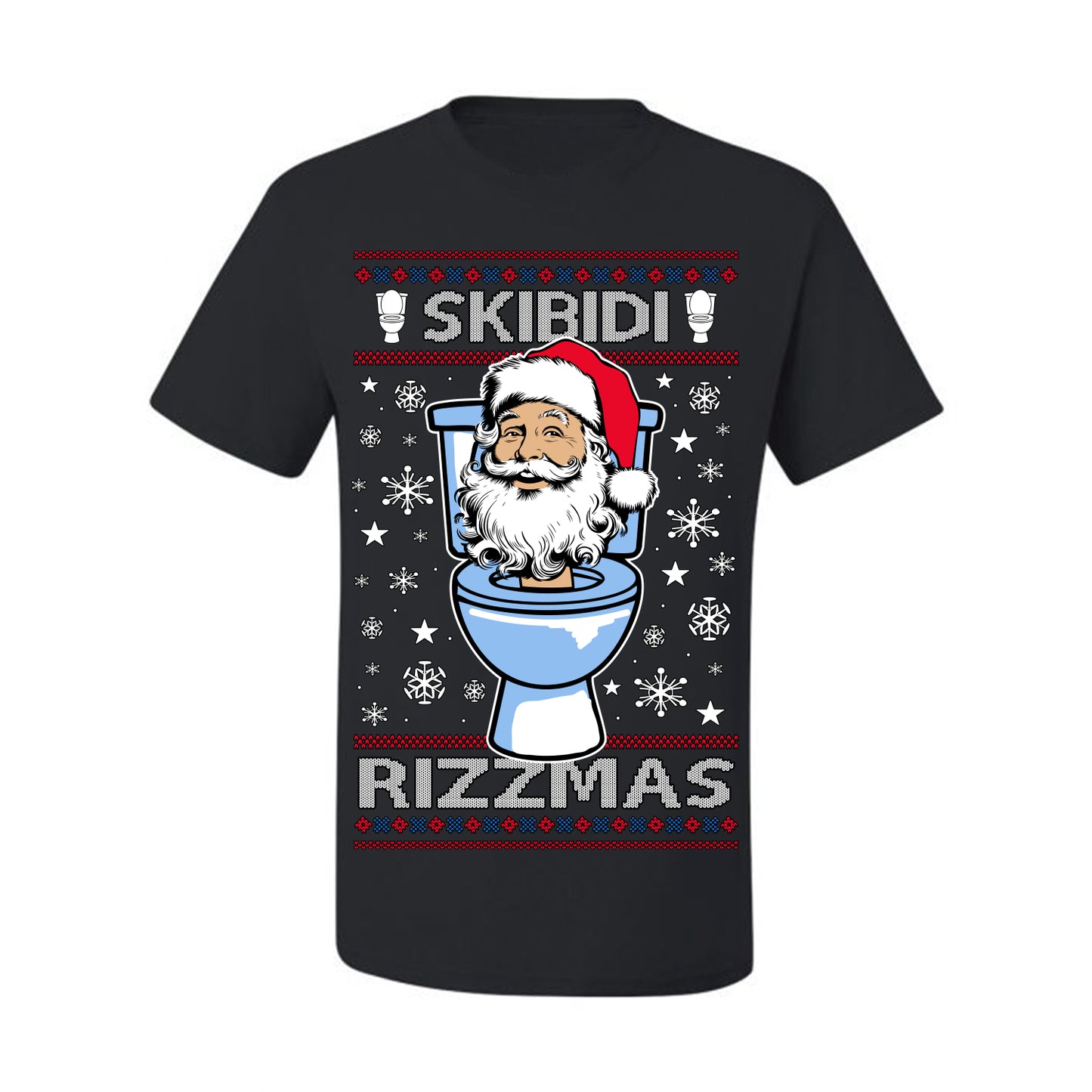 Skibidi Rizzmas Funny Toilet Video Viral Brain Rot Meme, Gen Z Alpha Slang Brainrot Memes Ugly Christmas Sweater Ugly Christmas Men's T-Shirt
