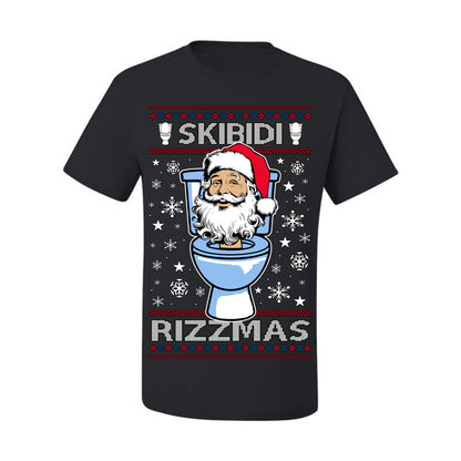 Skibidi Rizzmas Funny Toilet Video Viral Brain Rot Meme, Gen Z Alpha Slang Brainrot Memes Ugly Christmas Sweater Ugly Christmas Men's T-Shirt