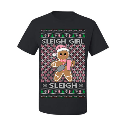 Sleigh Girl Sleigh Funny Trendy Pop Girly Sling Bag Coffee Cup Ugly Christmas Sweater Ugly Christmas Men's T-Shirt